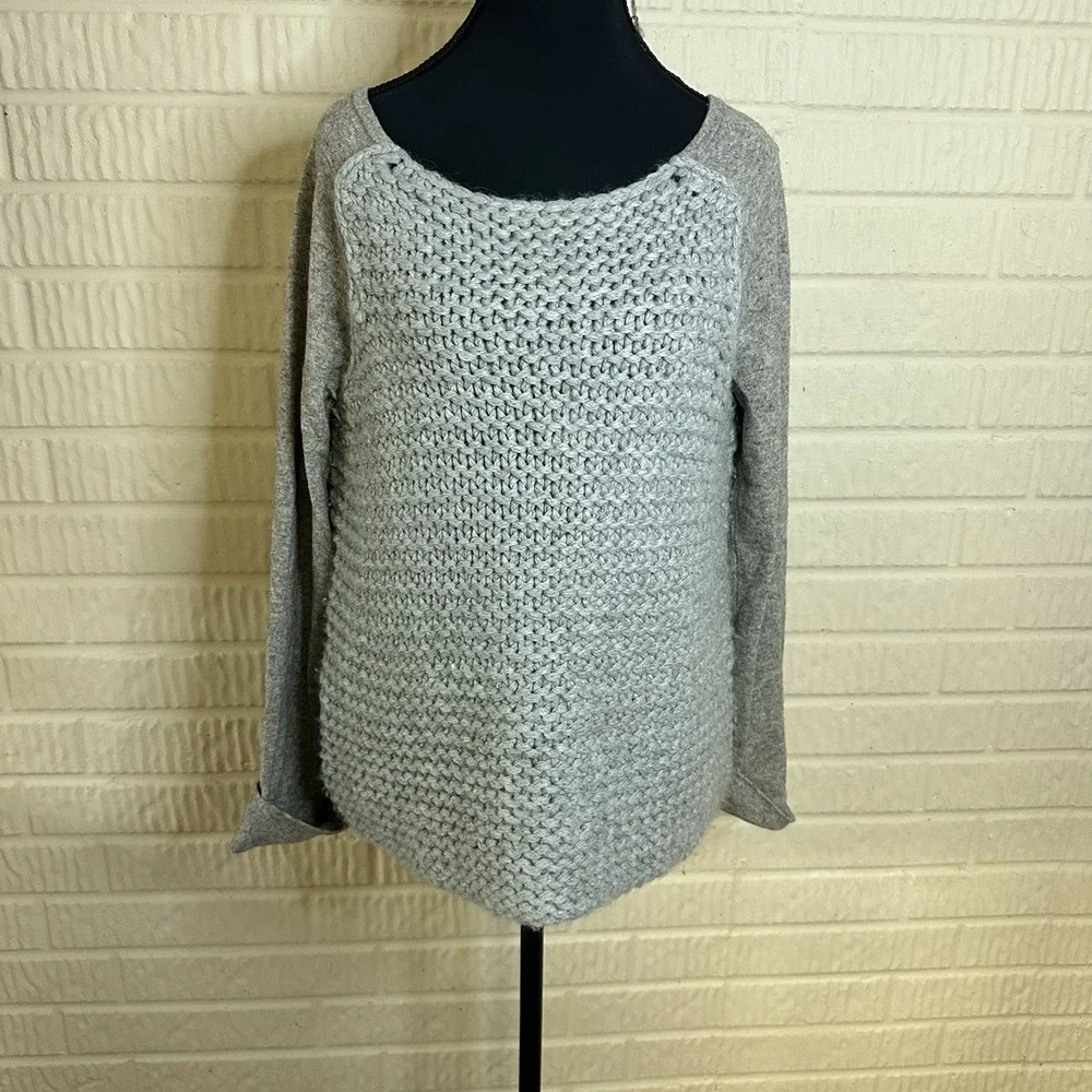 Inhabit Chunky Knit Sweater Wool Yak Alpaca Sz M Gray Scoop Neck Warm Winter
